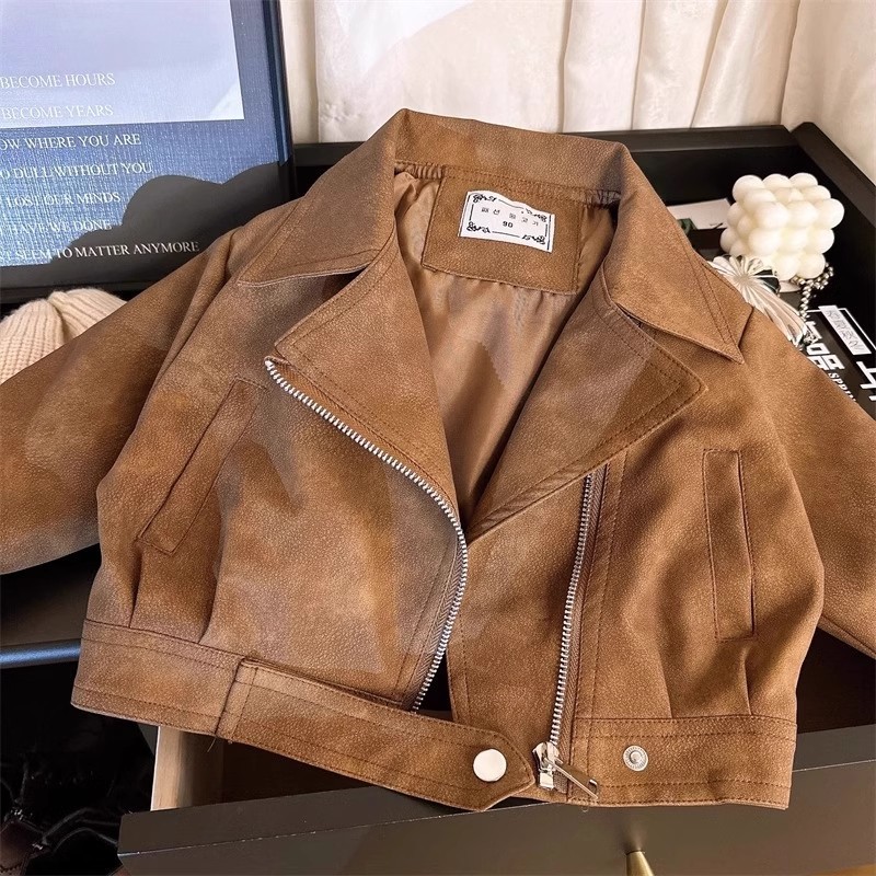 Кожаная куртка Maillard для детей 2024 новая осенняя куртка с широким воротником