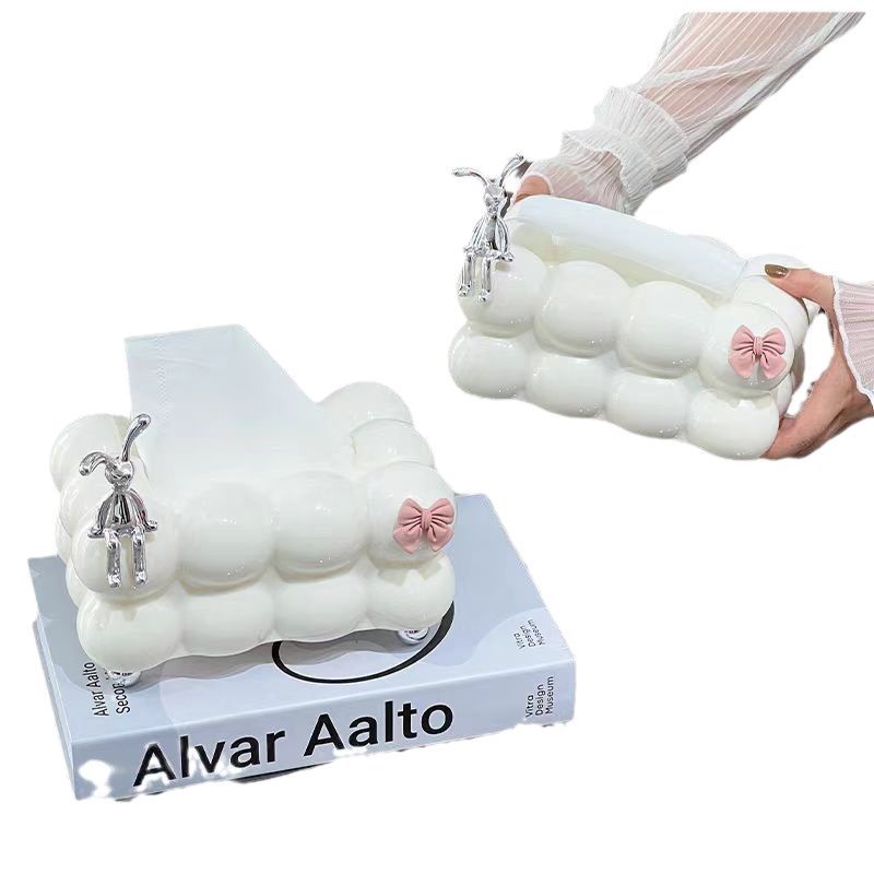 New Style Light Luxury Style High Beauty Value Cotton Candy Tissue Box Household Living Room Drawpack Storage Box Restaurant Tissue Box
