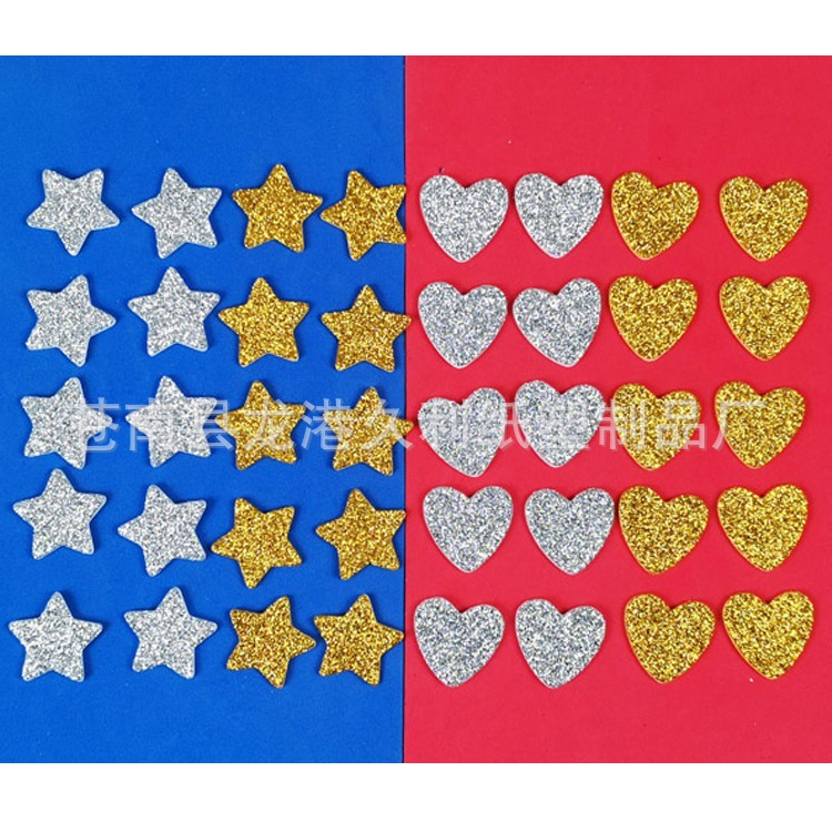 Eva Green Onion Pink Heart Star Foam Sticker Self-Adhesive Glitter Sticker DIY Party Decoration Glitter Patch