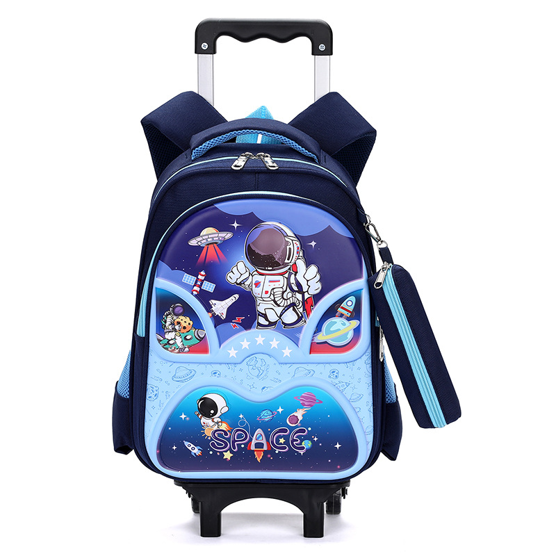 Foreign trade explosions 15 inch pull rod student schoolbag pencil case ultra light weight cartoon children's shoulder bag wholesale Spider-Man