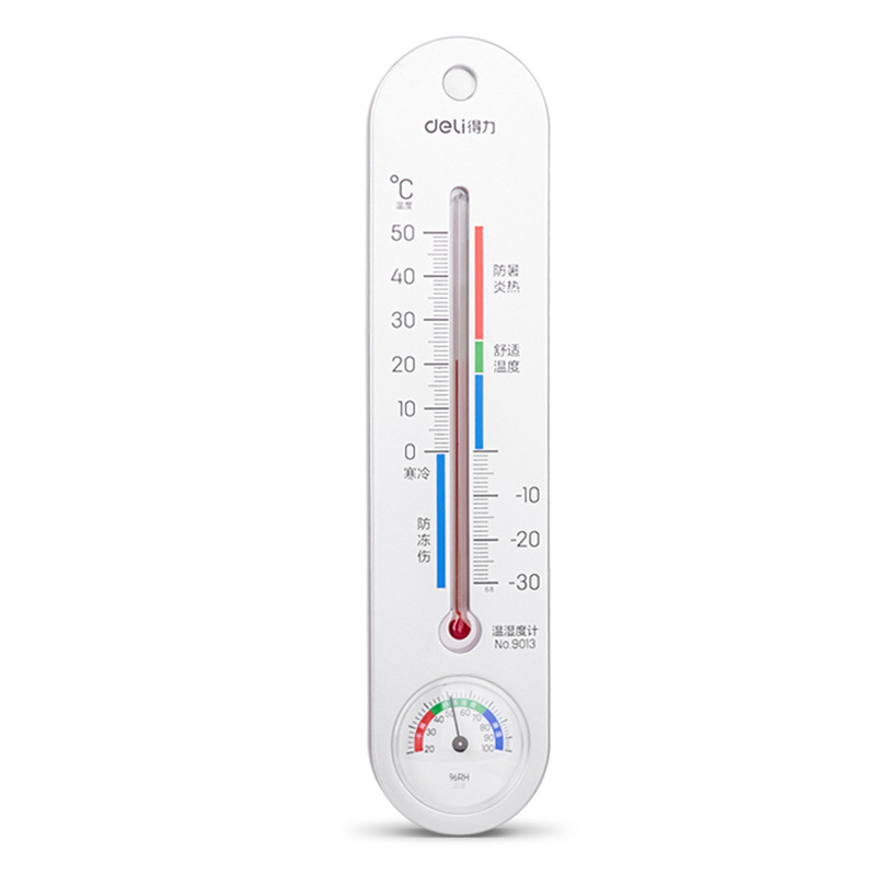 Deli 9013 thermometer hygrometer indoor and outdoor home children's baby room desktop creative wall-mounted