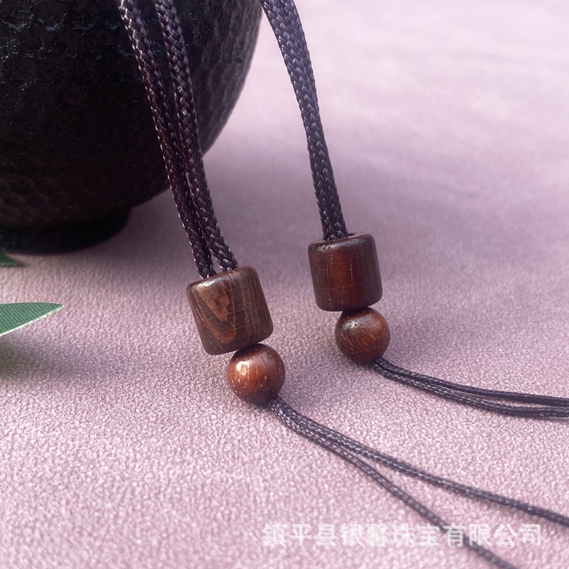 Jade jewelry Jade gold pendant lanyard hand-knitted wooden cotton thread adjustable length pendant jade pendant necklace rope