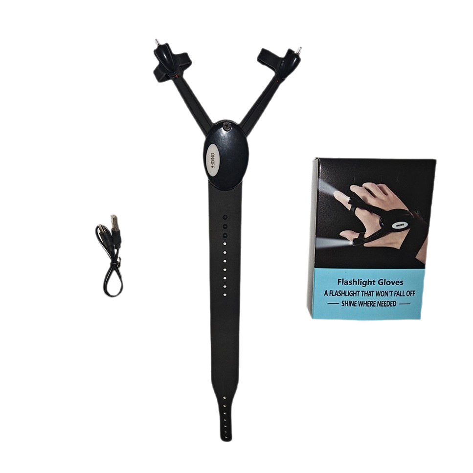 New Rechargeable Fishing Gloves with Light Flashlight Camping Lighting Two-Finger Outdoor Night Running Light Hook Fishing Gloves