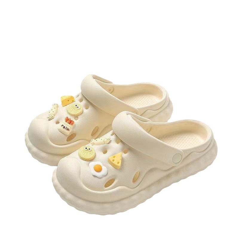 Soft Sole Slippers Women's Summer Outerwear Cute Indoor Home Non-slip Household Thick-soled Couple Croc Shoes Summer