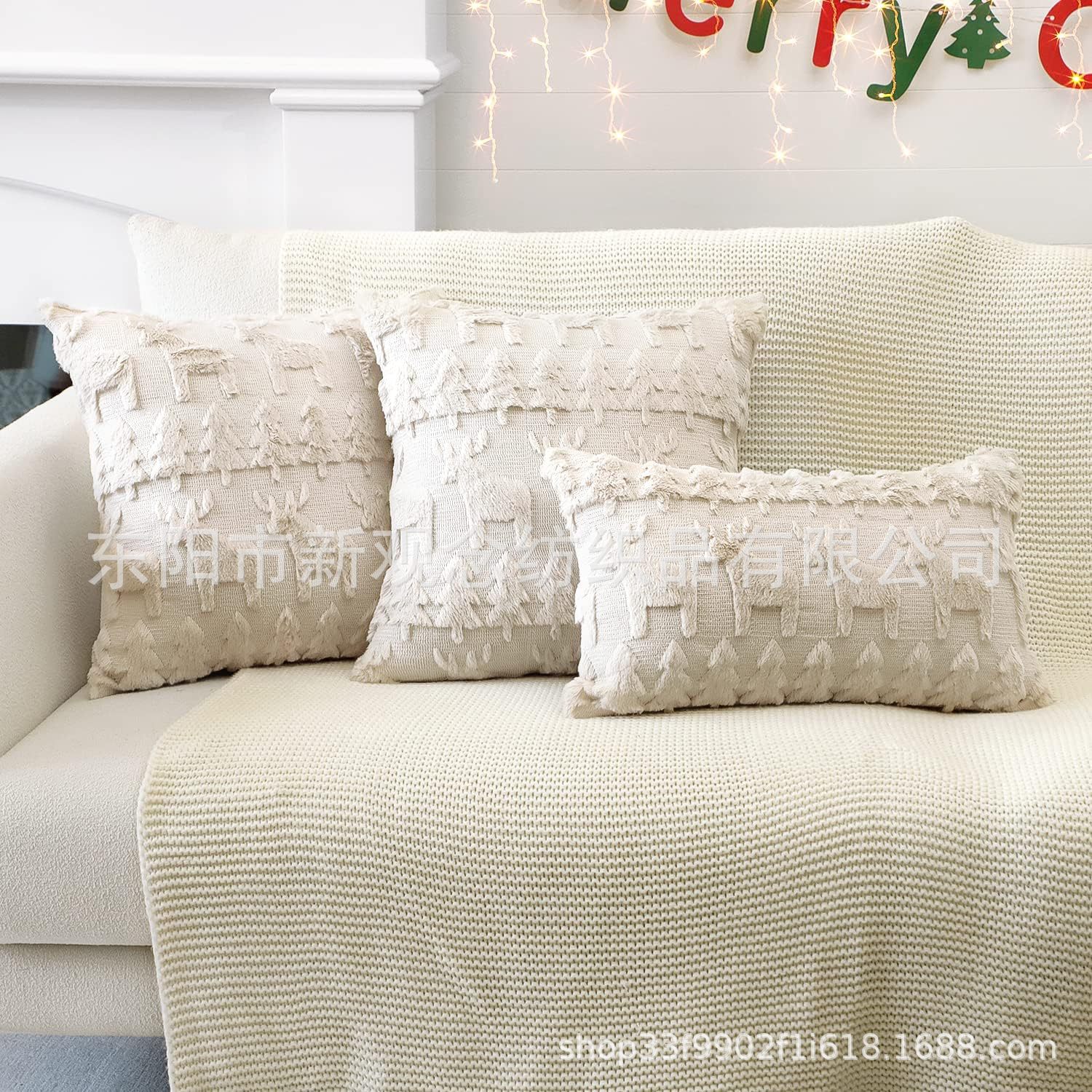 in stock Christmas decorative pillow cover cross-border hot sale faux wool quilted snowflake cushion cover Christmas decorative wholesale