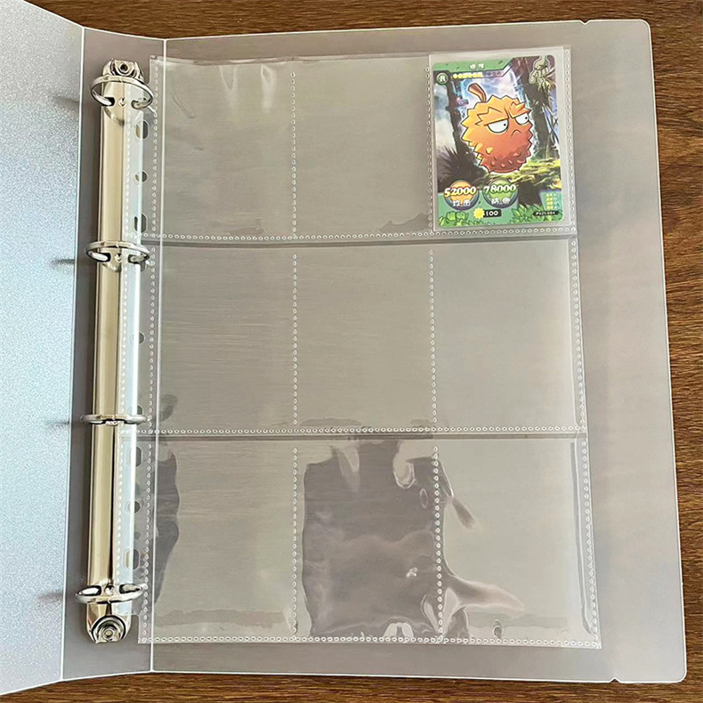 Card Book Inner Page 9 Palace Loose-leaf Core Game Card Book PP Double-sided 3-hole A4 Transparent Album Replacement Card Book