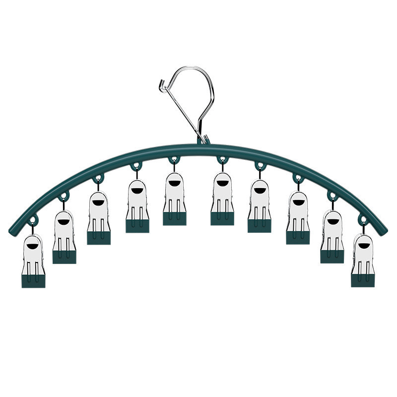 Curved Sock Rack with 10 Clips for Drying Socks, Clothes Hanger, Clothes Clips for Drying Kidsren's Baby Intimates, Socks Rack, Household Sock Rack