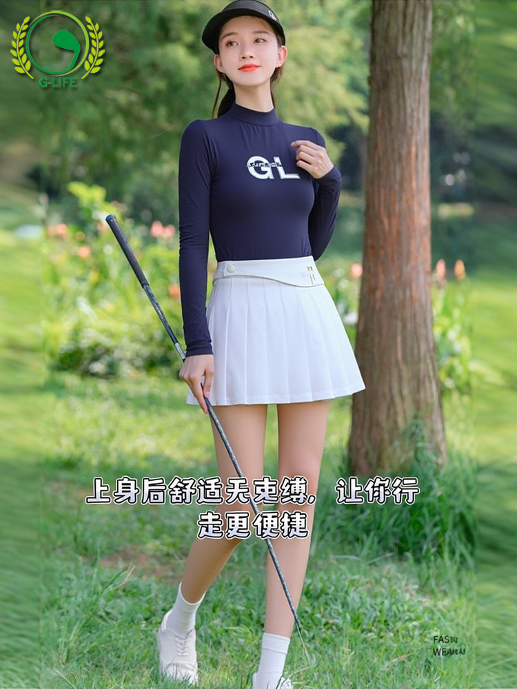 New Golf Women's Long-Sleeved Quick-Drying Sports Tops Zipper Cardigan Jacket Vest Women's Clothing Pleated Culottes