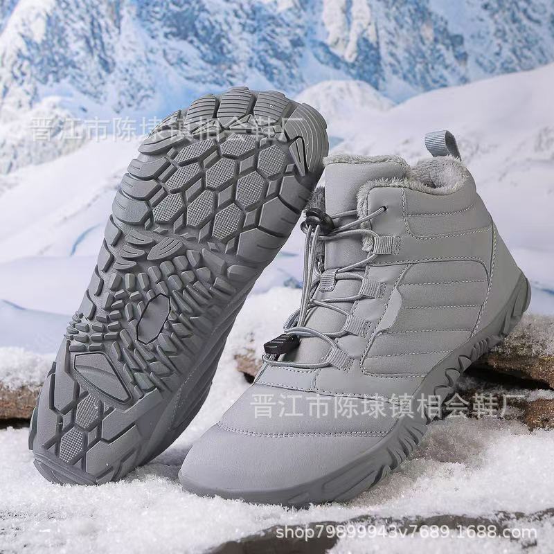 Кросс-бодрствующие уличные ботинки с плюшевой подкладкой, утолщенные альпинистские ботинки, большие размеры, износостойкие, противоскользящие