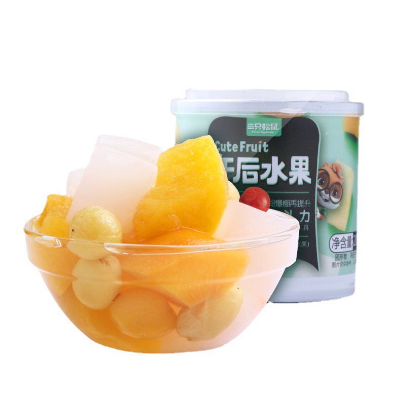 [Three Squirrels Canned Mixed Fruits 200g/Can] Afternoon Fruit Fresh Yellow Peach Fruit Coconut