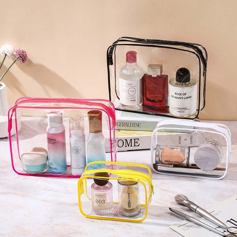Spot Candy Color Pvc Cosmetic Bag Thickeneded Transparent Packaging Bag Men and Women Waterproof Storage Portable Travel Toiletry Bag