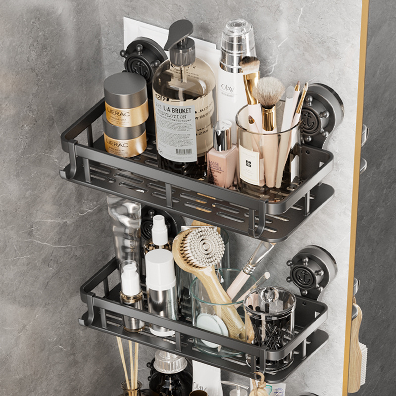 Suction Type Toilet Storage Rack Wall Hanging Punch-Free Bathroom Washbasin Bath Washstand Supplies Storage Rack