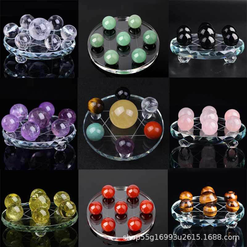 Цветные украшения с семью звездами, натуральный кристаллический шар, фэн-шуй украшения