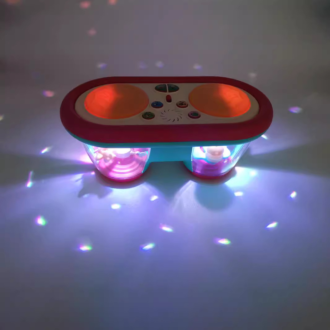 Cross-border children's double drum light music infant early childhood education enlightenment educational toys baby ocean projection clap drum
