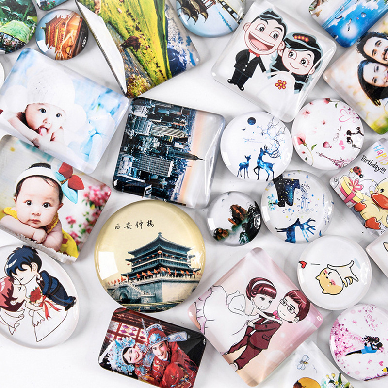 Three-dimensional crystal glass refrigerator magnet Cartoon creative decoration DIY tourist attractions magnetic stickers commemorative gifts