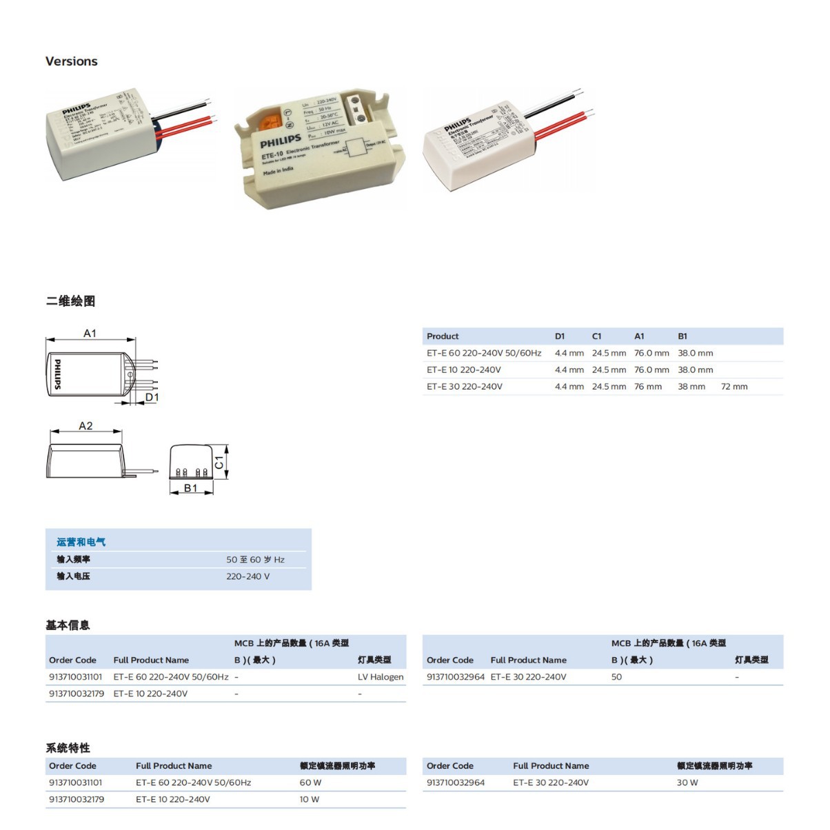 Brand direct sales Philips electronic transformer ET-E60