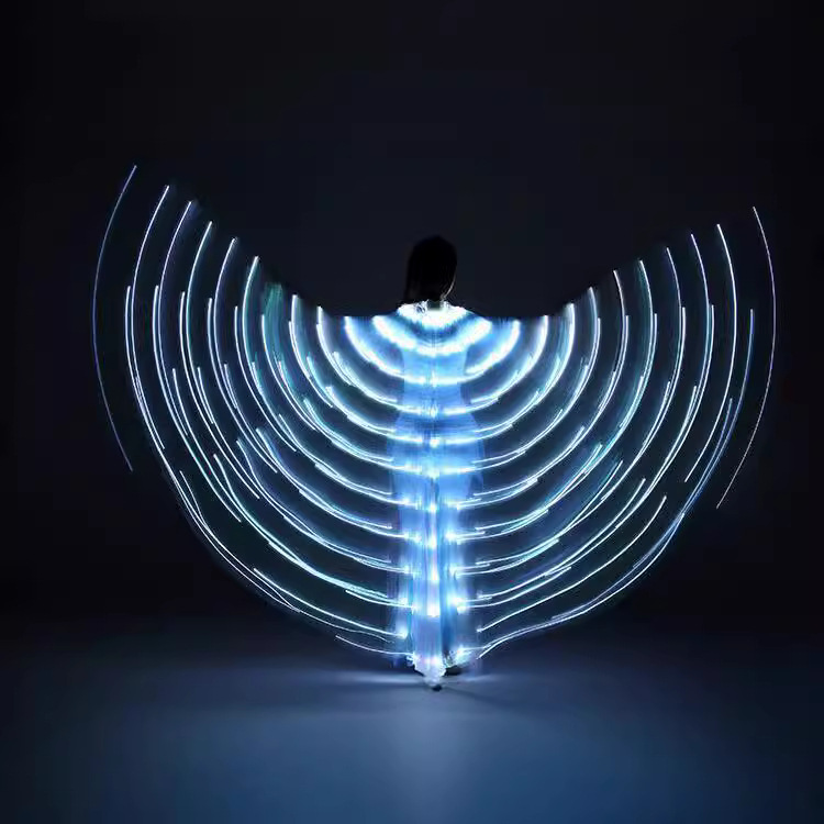 Led Luminous Wings Dance Wings Fluorescent Butterfly Dancing Luminous Props Belly Dance Slit White Wings Cloak