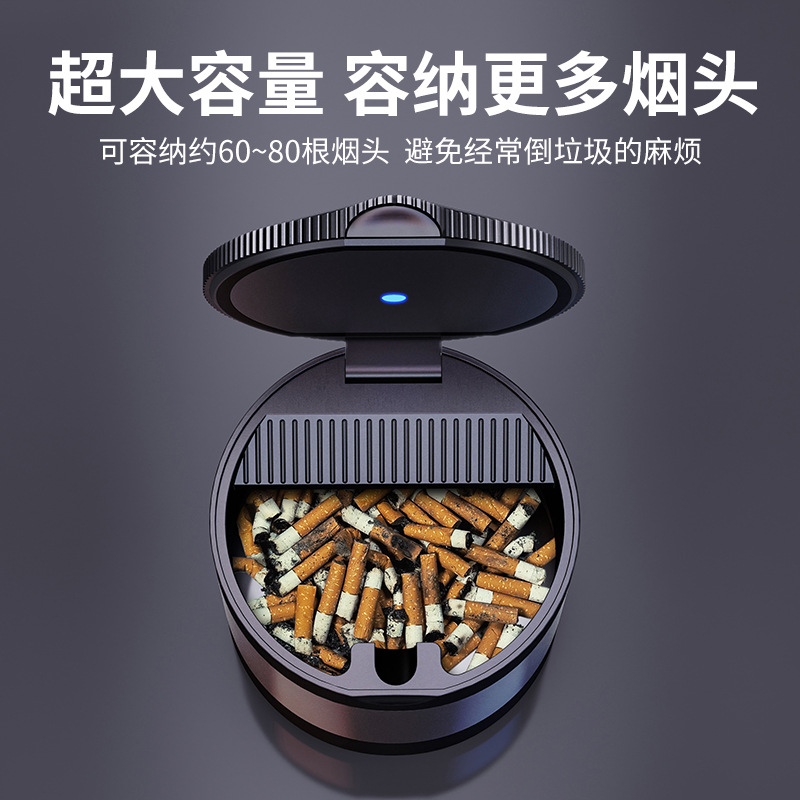 Chaozhou brand car ashtray creative covered car interior with lid LED light car portable ashtray metal