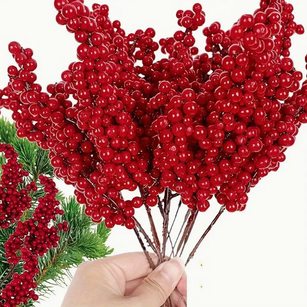 Decorative Artificial Red Fruit Skewers Accessories Red Artificial Fortune Fruit Home Decoration Artificial Red Fruit Branches