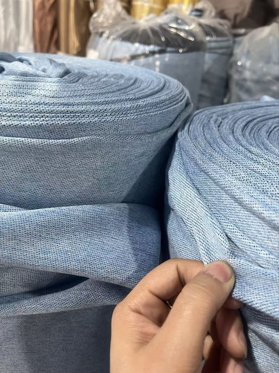 Stock Blue Blackout Cloth Wholesale Treatment Plain Blackout Cotton and Linen Curtain Cloth