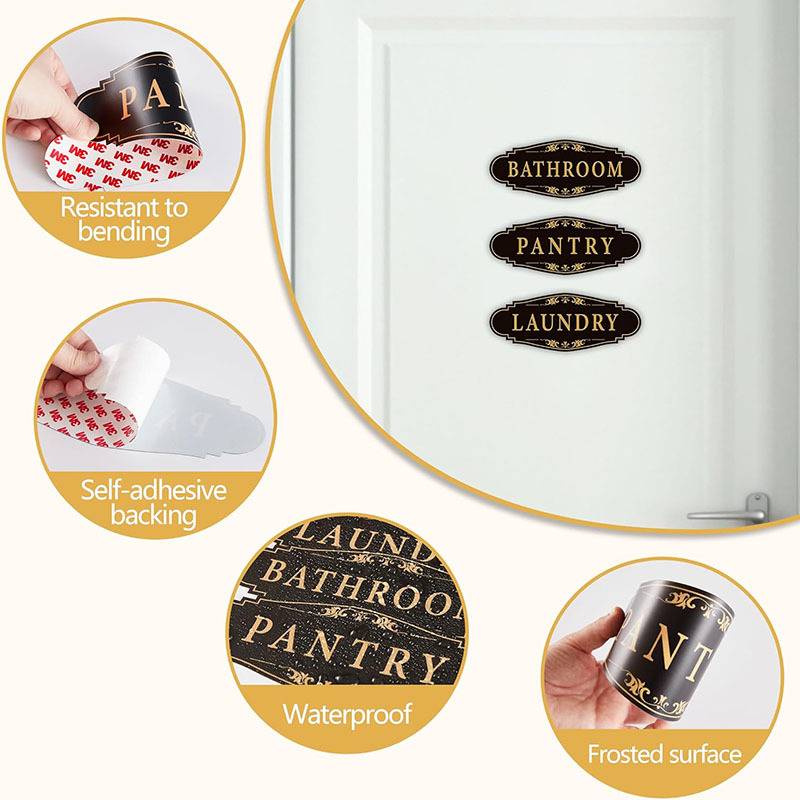 Bathroom Laundry Room Food Storage Room Door Logo Sticker Self Adhesive Weatherproof Vinyl Bathroom Door Decal Decoration