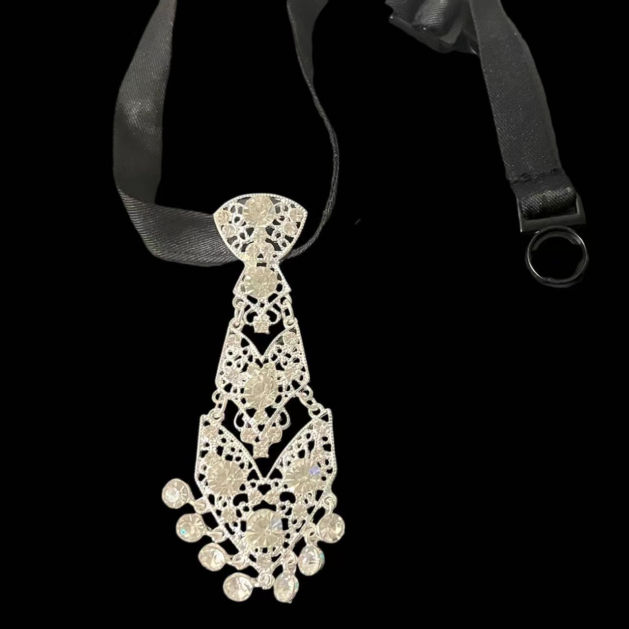 South Korea Fashion All-Match Cool Alloy Diamond Tie Bow Tie Men's and Women's Shiny Rhinestone Wedding Dress Suit Accessories