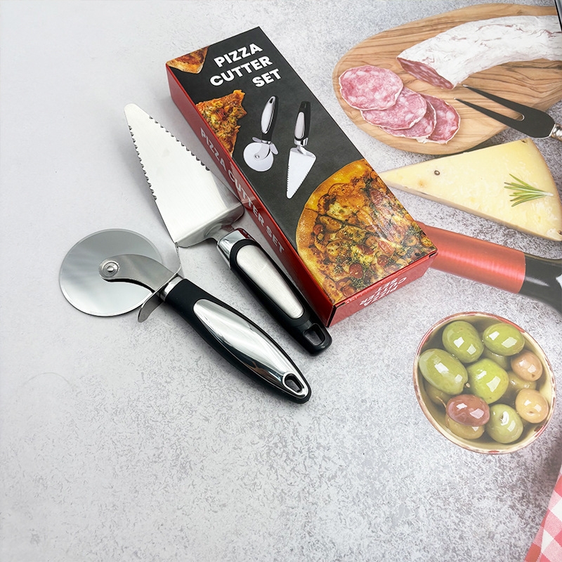 Stainless Steel Pizza Knife Roller Knife Osco Knife Pancake Knife Cake Baking Wheel Tool Pizza Knife Two-Piece Set