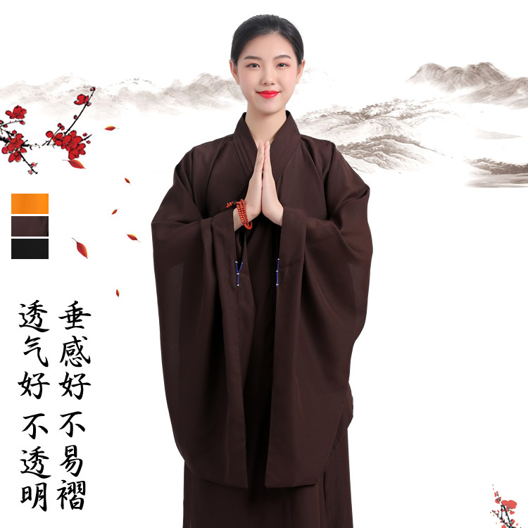 Ji Yuan Hai Qing Ju Shi Suit Men and Women Hai Qing Monk Zen Suit Taiwan Hemp Opaque Long Robe and Gown Don't Wrinkle and Sag Good