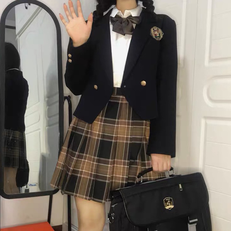 Basic JK Uniform Suit suit School Feeling One Button Small Suit Jacket Female Student Short School Uniform Class Uniform