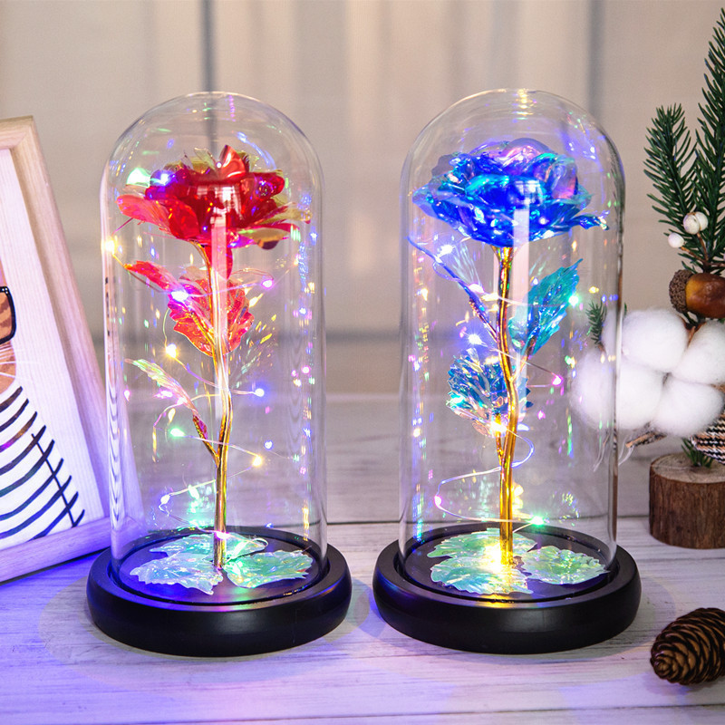 Birthday Gift Eternal Flower Plastic Cover Rose Gold Foil Flower Christmas Valentine's Day Chinese Valentine's Day Girlfriend Holiday Gift