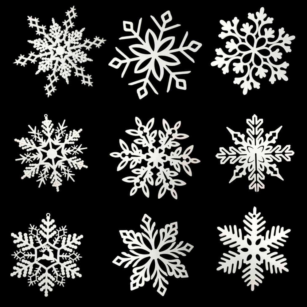Christmas snowflake plastic white snowflake string snow scene window Christmas tree snowflake pendant multi-style