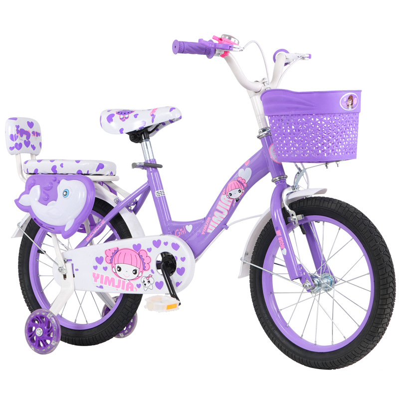 Factory direct princess backrest children's bicycle 12/16/18 inch stroller 3-9 years old women's pedal bicycle
