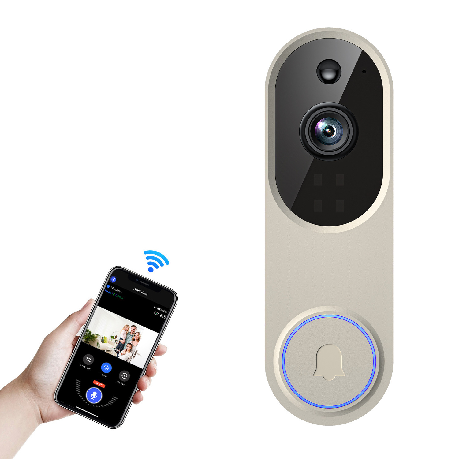 Video Doorbell Camera Home wifi Smart Intercom Doorbell Remote Monitoring Humanoid Recognition HD Night Vision