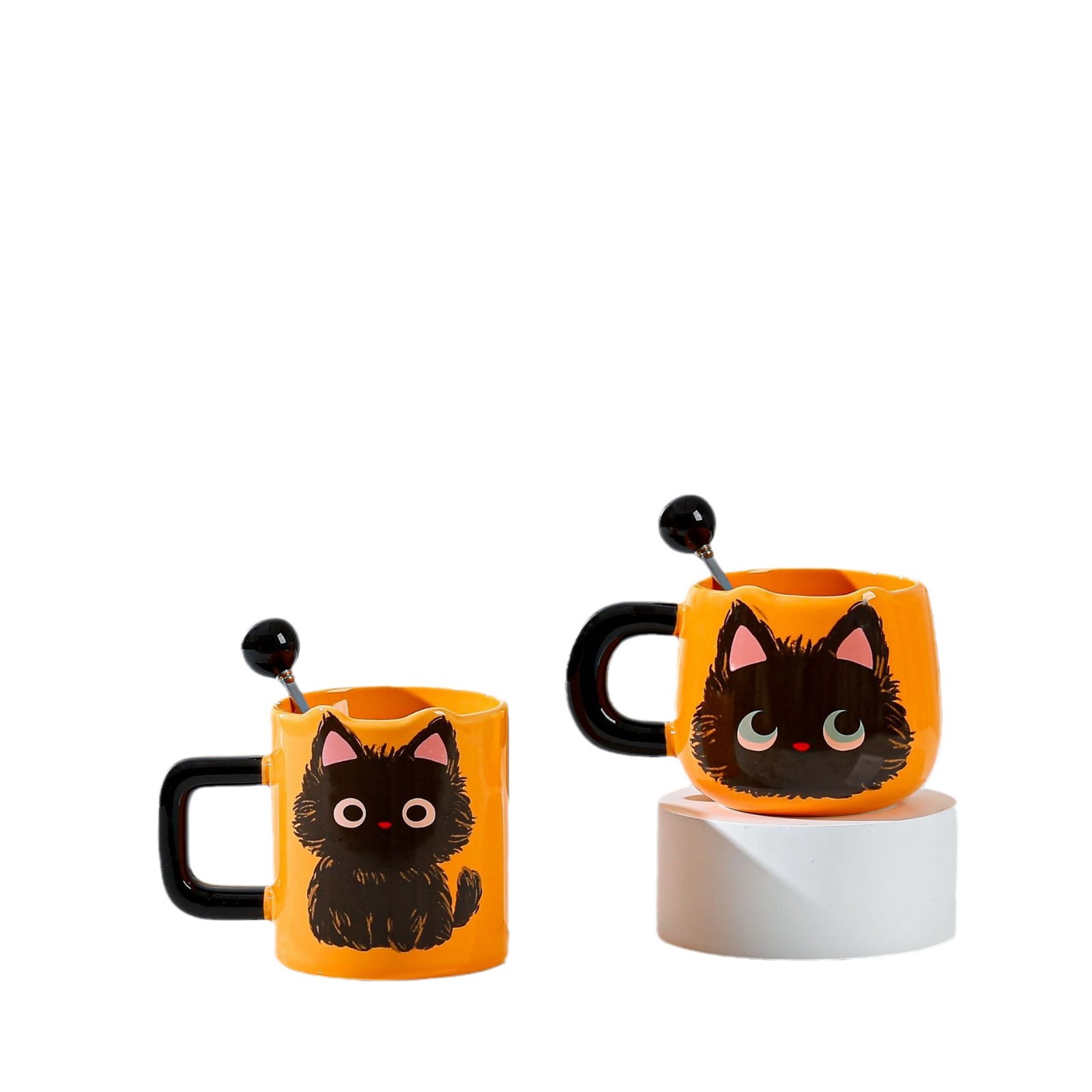 Cute cat ceramic cup Valentine's Day gift water Cup couple mug with spoon large capacity coffee cup suit