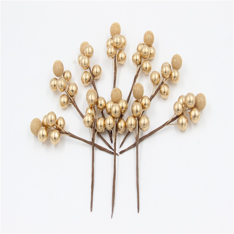 Материалы для ручной работы Симуляция золотых и красных ягод Букет свадебной конфетной коробки Рождественский венок Декор упаковочных материалов