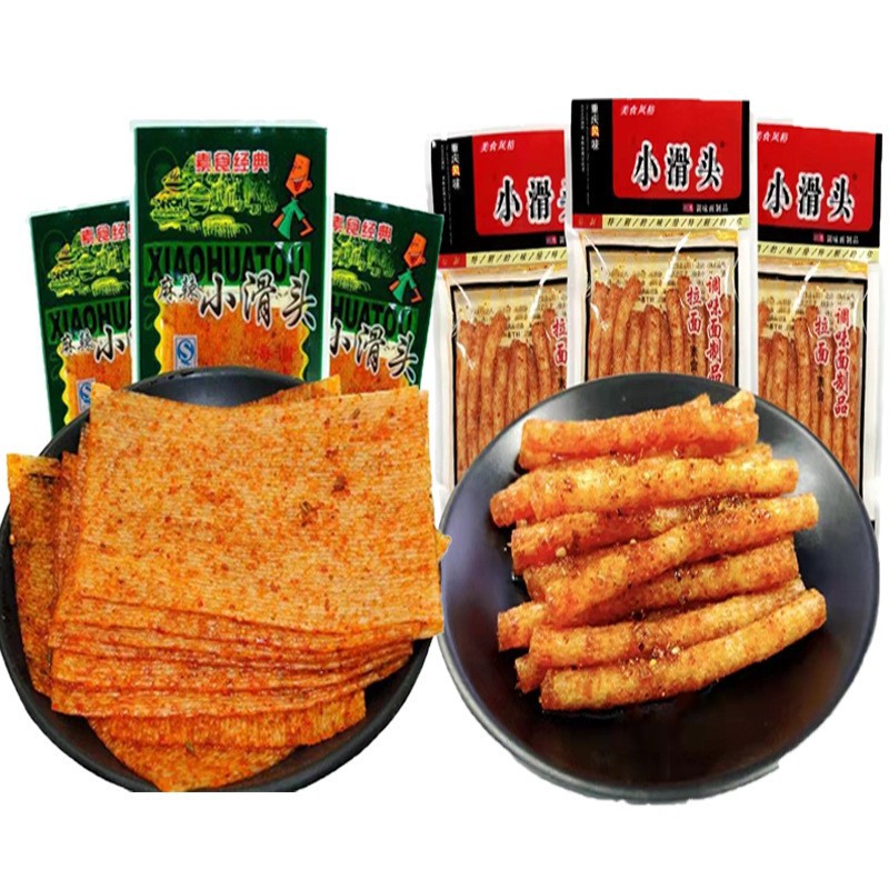 Small smooth head spicy slices 18g spicy noodles 20g 9080 s childhood nostalgic spicy strips full box 420 packs wholesale