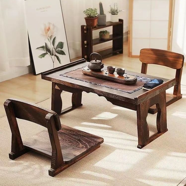 Tatami Chair for Home Use, Chinese-Style Balcony Bay Window Bedroom Lazy Chair, Square Simple Bed Backrest Chair, Legless Chair