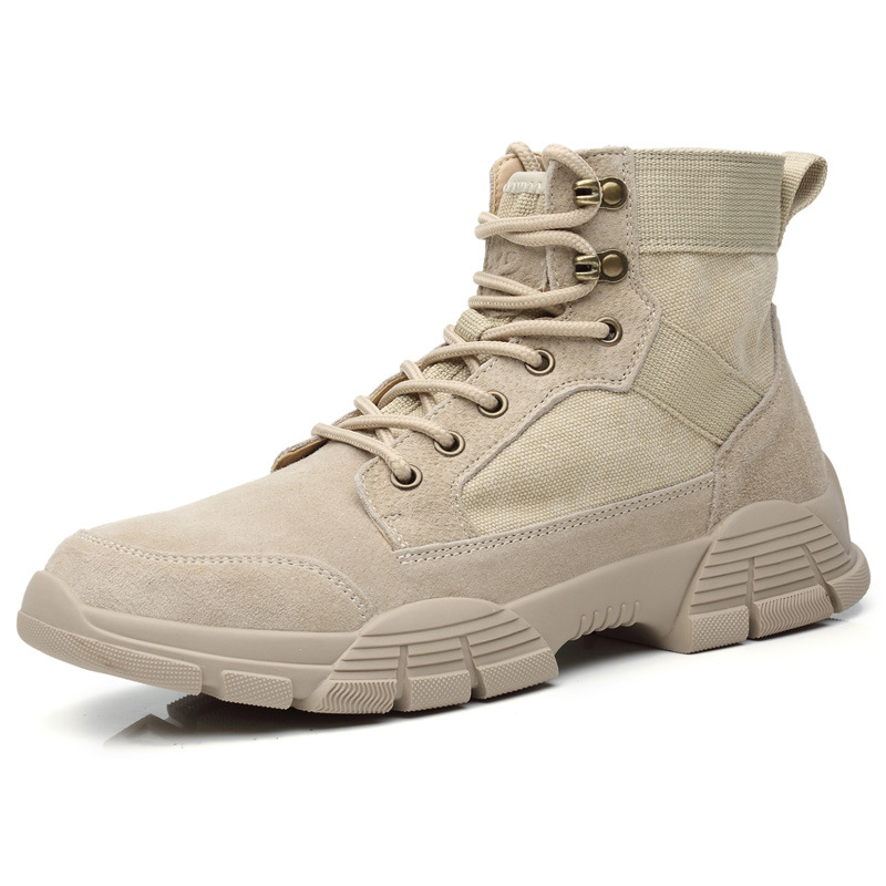 2025 Spring Martin Boots Men's Mid-Top Short Boots Big Toe Leather Shoes High-Top Shoes Outdoor Work Boots Tactical Desert Boots