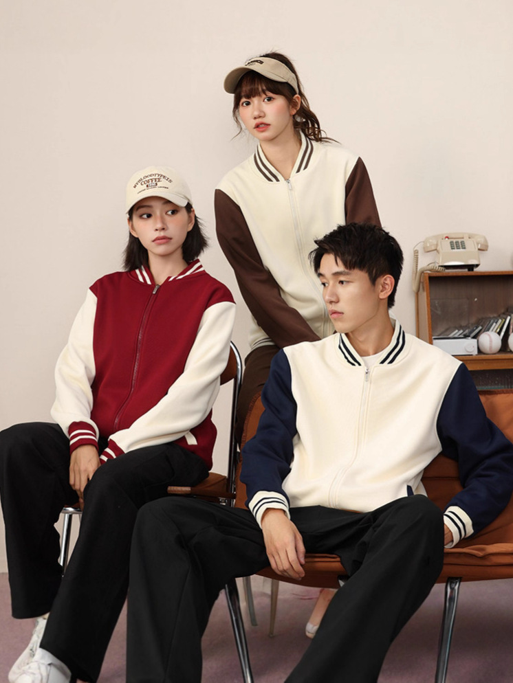 Sweatshirt Baseball Uniform Customized Autumn and Winter Training Institution Teacher Class Uniform Work Clothes Thickeneded Cardigan Jacket Printed with Logo