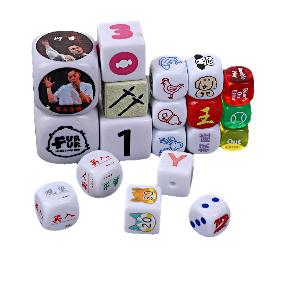 Custom Dice Cross-Border Creative Couple Drinking Game Dice DIY Custom Board Game Script-Killing Dice Custom-Made Chess and Card Games