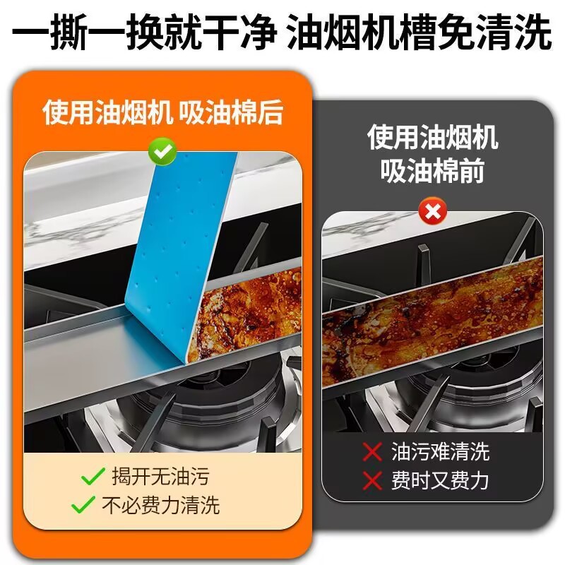 Range Hood Oil-Absorbing Cotton for Kitchen Household Oil Drip Tray, Special Thickened Oil-Proof Sticker, Universal Range Hood Oil-Absorbing Cotton Strip