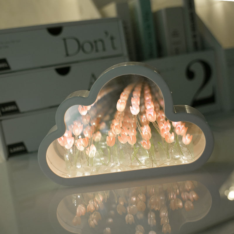 Tulip Cloud Mirror Night Light Christmas Holiday Girlfriend Best Friend Atmosphere Handmade Ornament Handcrafted Christmas Gift
