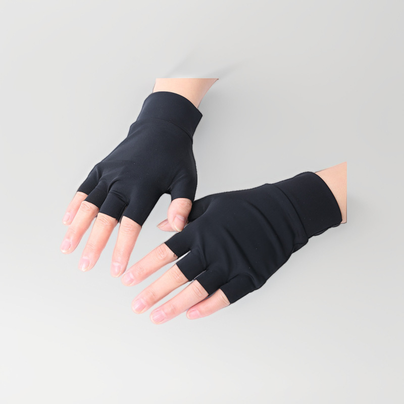 Spring and Autumn Ice Silk Sunscreen Manicure Fingerless Gloves Highly Elastic and Plaid Mountaineering and Tea Picking Commuting Sunscreen Gloves