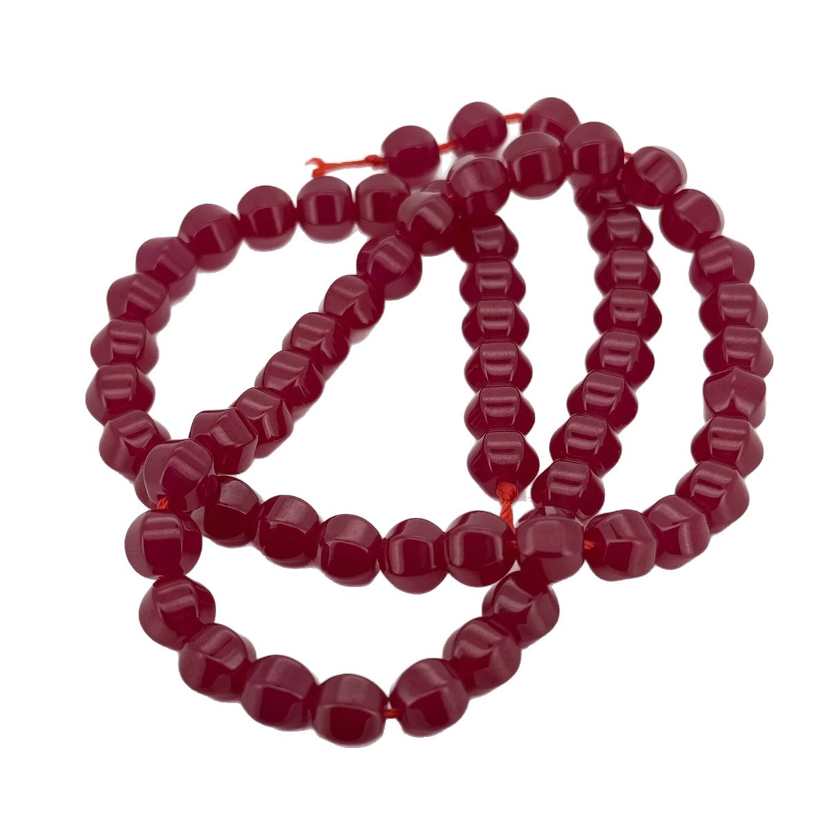 Ruby Red Corundum Round Beads Faceted Smooth Square Pumpkin Beads Water Drop Rice Beads DIY Accessories