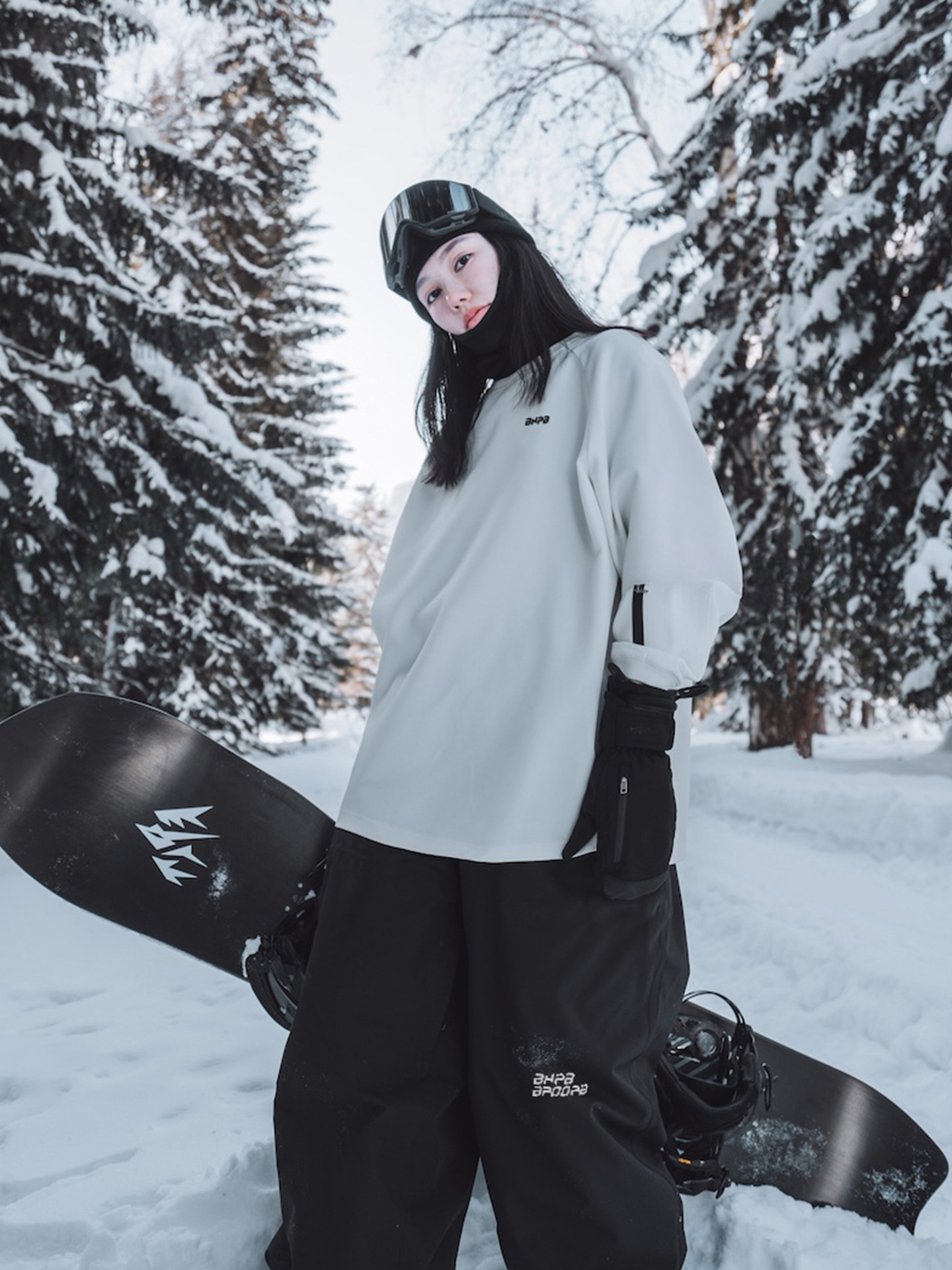 Bingdu [White Water-Repellent Sweatshirt] New Professional Indoor Ski Sweatshirt with Velvet Warm Sportswear Inside