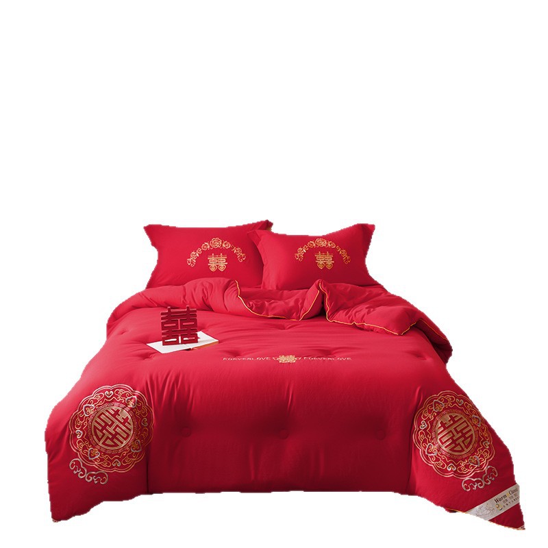 Big Red Wedding Quilt Chinese Classy Embroider Soy Fiber Quilt Wedding Quilt Core Wedding Dowry Festive Quilt