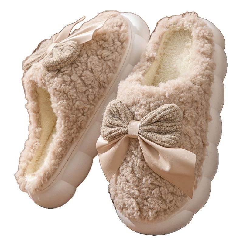 2025 New Autumn and Winter Cute Butterfly Cotton Slippers Women's Postpartum Warm Indoor Home Thick-Soled Furry Slippers