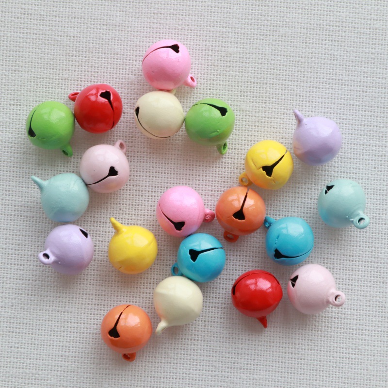 14mm Painted Small Round Bell DIY Creative Pet Accessories Candy Color One-Word Metal Roller Spray Paint Christmas Bell