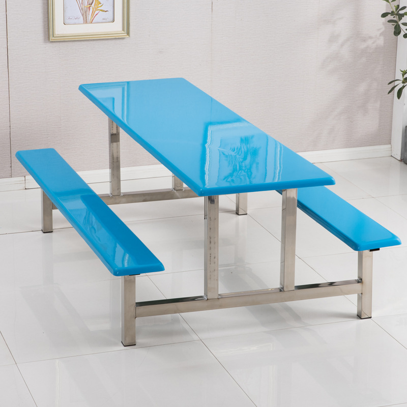 4-Seat Factory Employee Canteen Dining Table School Student Canteen Conjoined Fast Food Table and Chairs Stainless Steel Canteen Dining Table