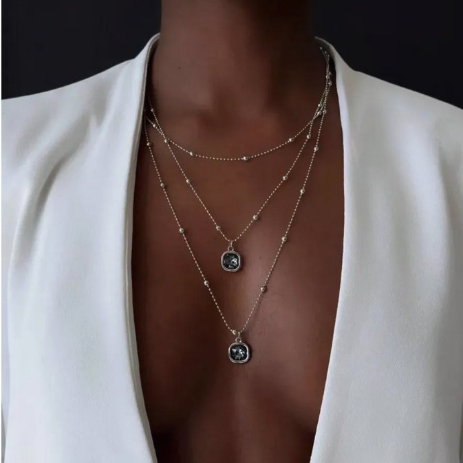 Cross-Border New Jewelry Simple Double-Layer Ball Chain European and American Avatar Coin Pendant Necklace Women's Jewelry Wholesale